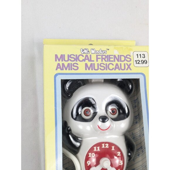 Vtg Little Wonders Shop Musical Friends Panda Bear Clock Pull String Baby Toy - Picture 5 of 15